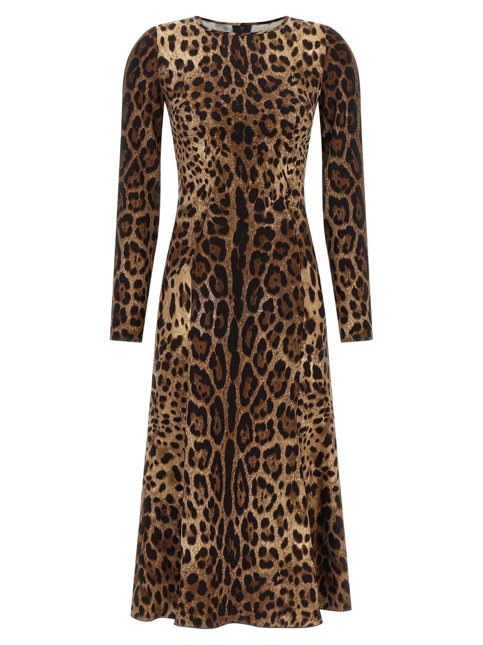 Brown Viscose Midi Dress