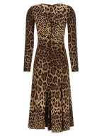 Brown Viscose Midi Dress