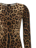 Brown Viscose Midi Dress