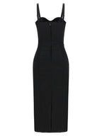 Black Acetate Midi Dress