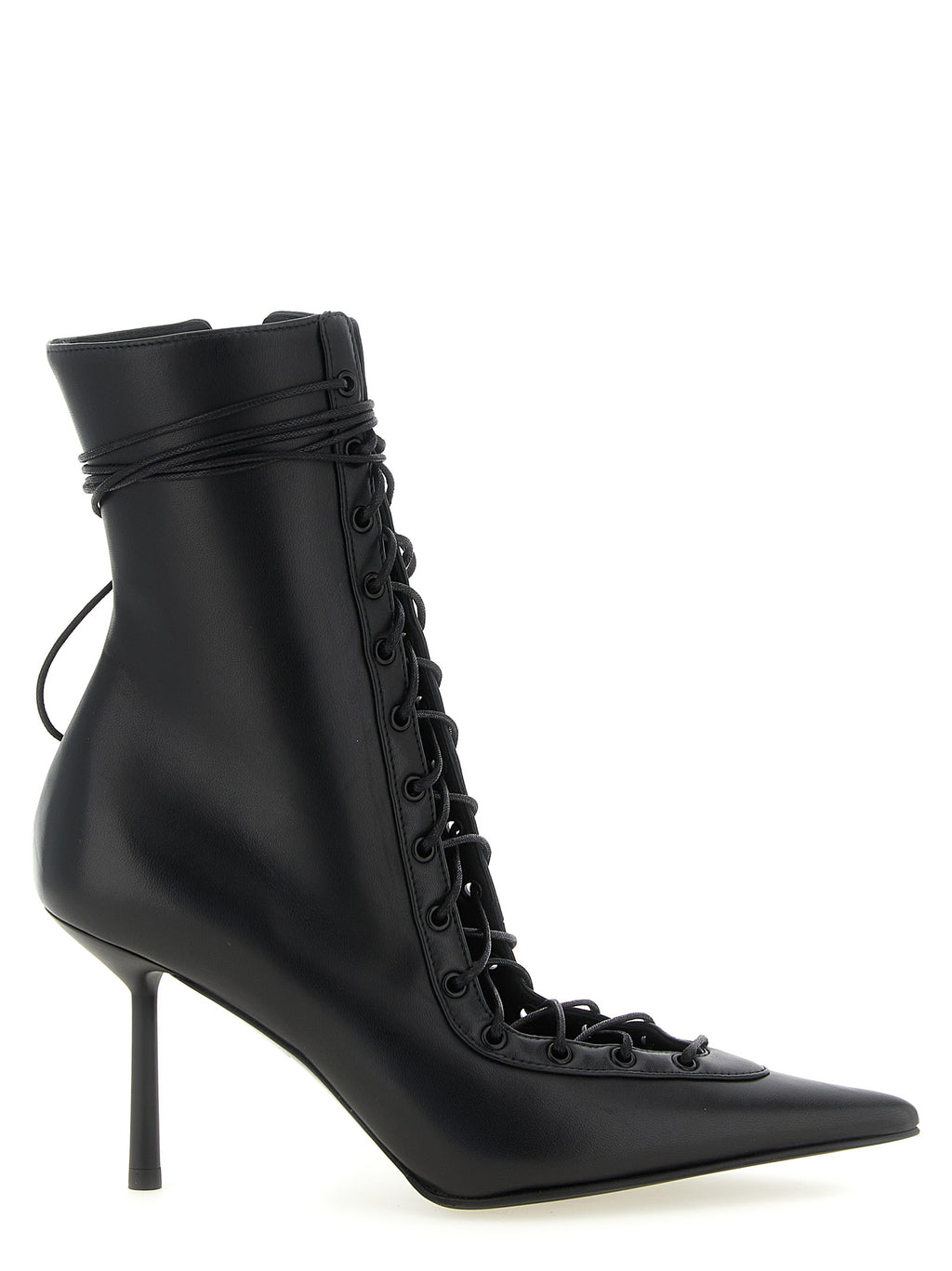 Black Lamb Leather Ankle Boots