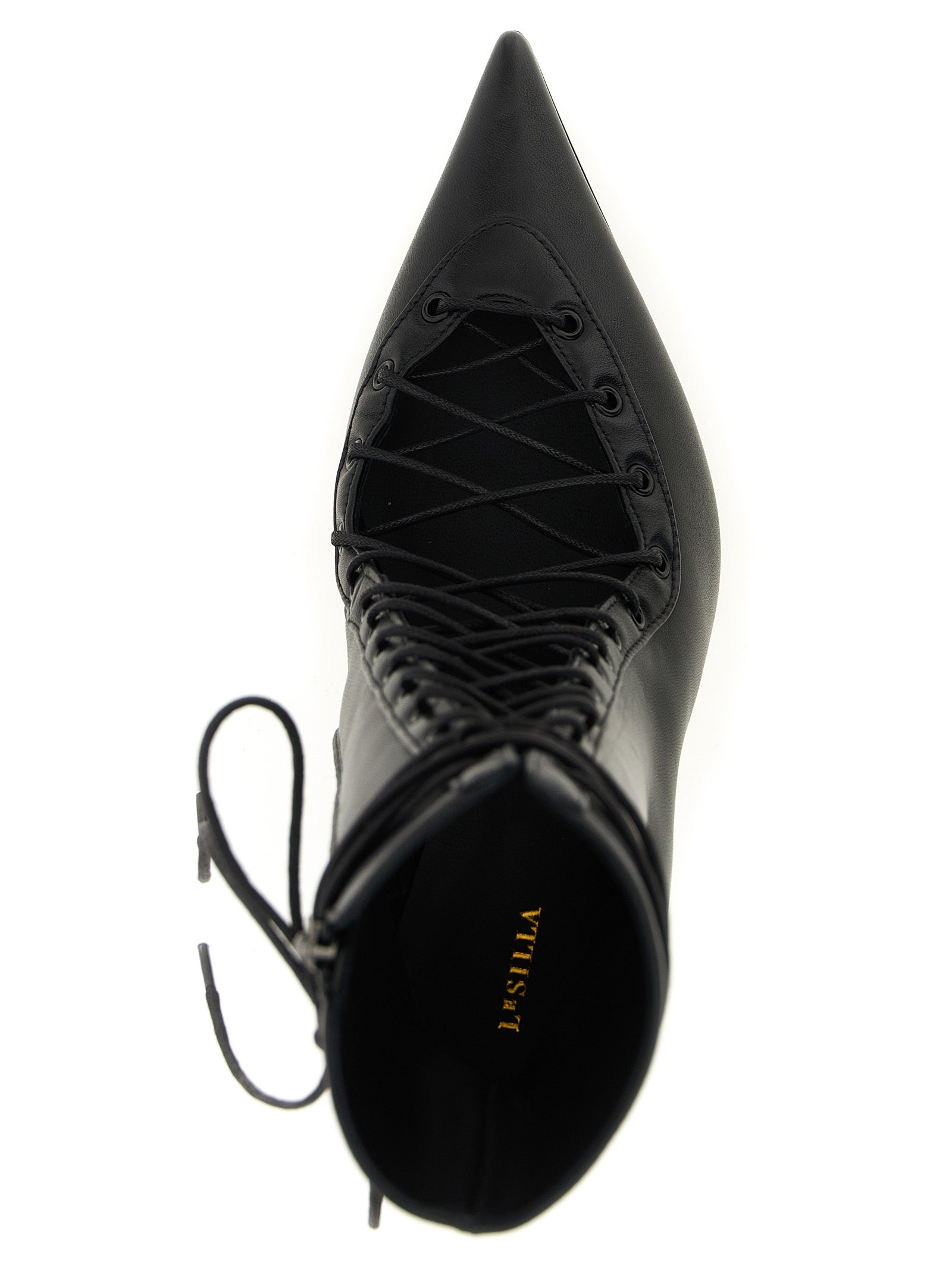 Black Lamb Leather Ankle Boots