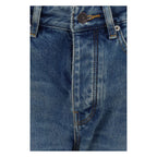 Blue Cotton Straight-Leg Jeans