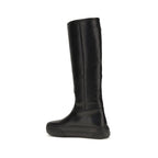 Black Calf Leather Bos Taurus Flat Boots