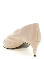 Beige Calfskin Mid Heel Pumps