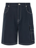Blue Cotton Bermuda Shorts