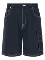 Blue Cotton Bermuda Shorts