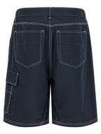 Blue Cotton Bermuda Shorts