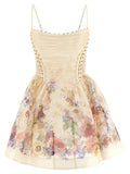 Beige Linen Short Dress