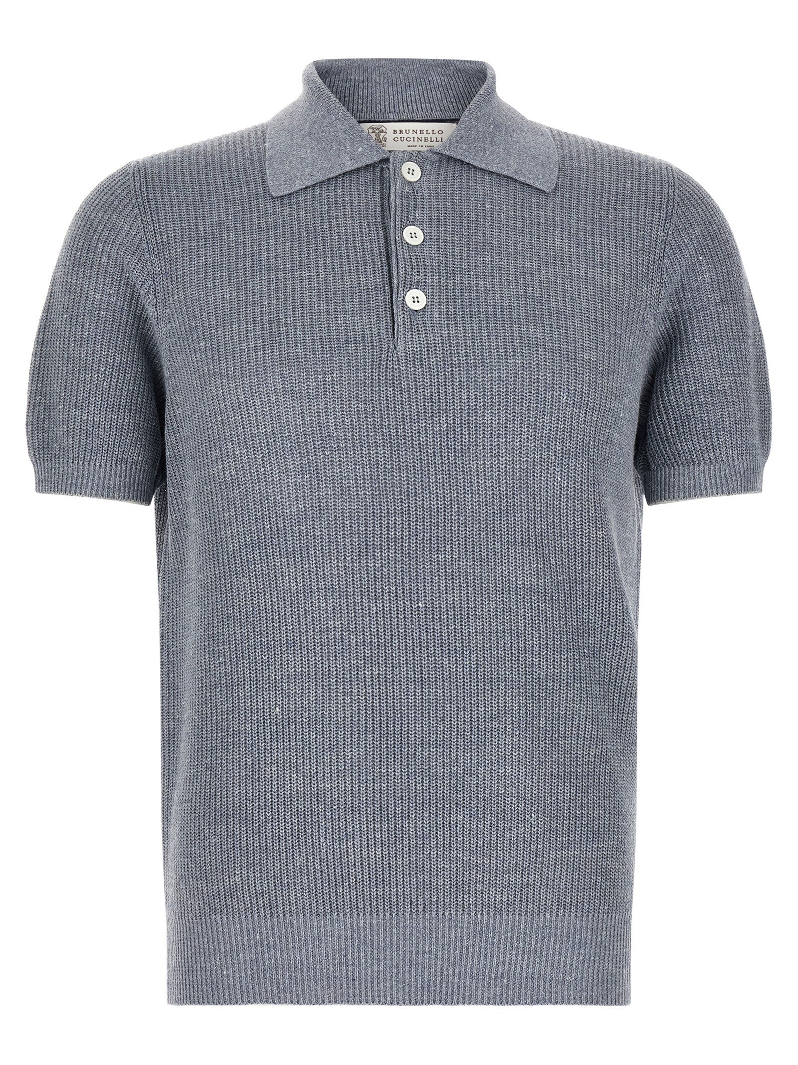 Blue Linen Polo Shirt