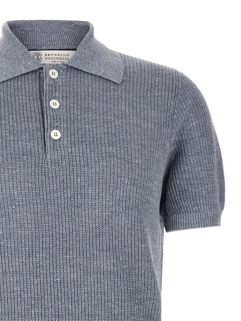 Blue Linen Polo Shirt