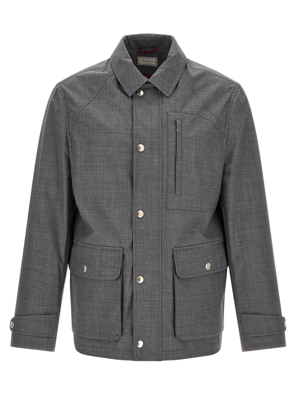 Gray Virgin Wool Full-Length Jacket