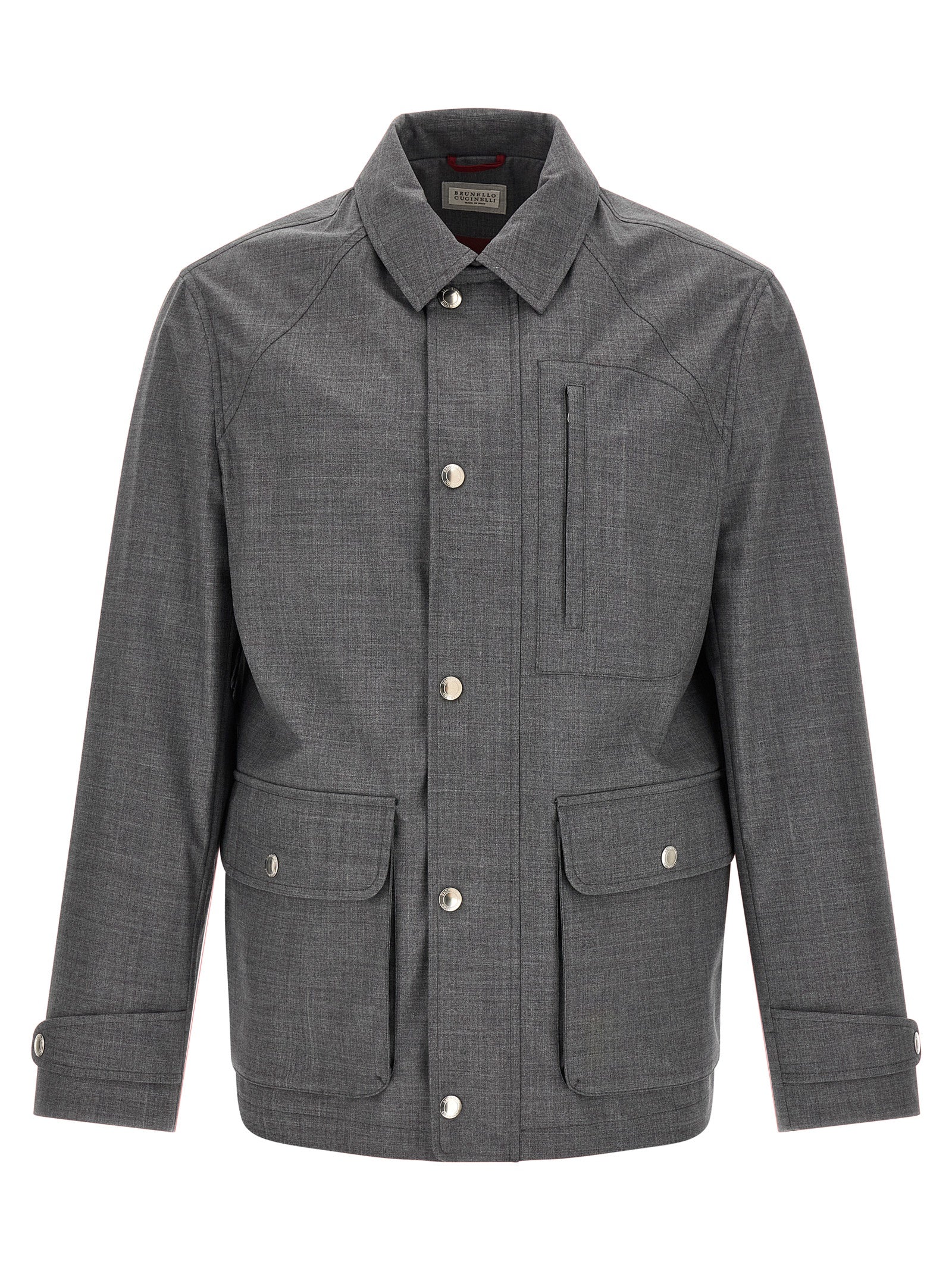 Gray Virgin Wool Full-Length Jacket