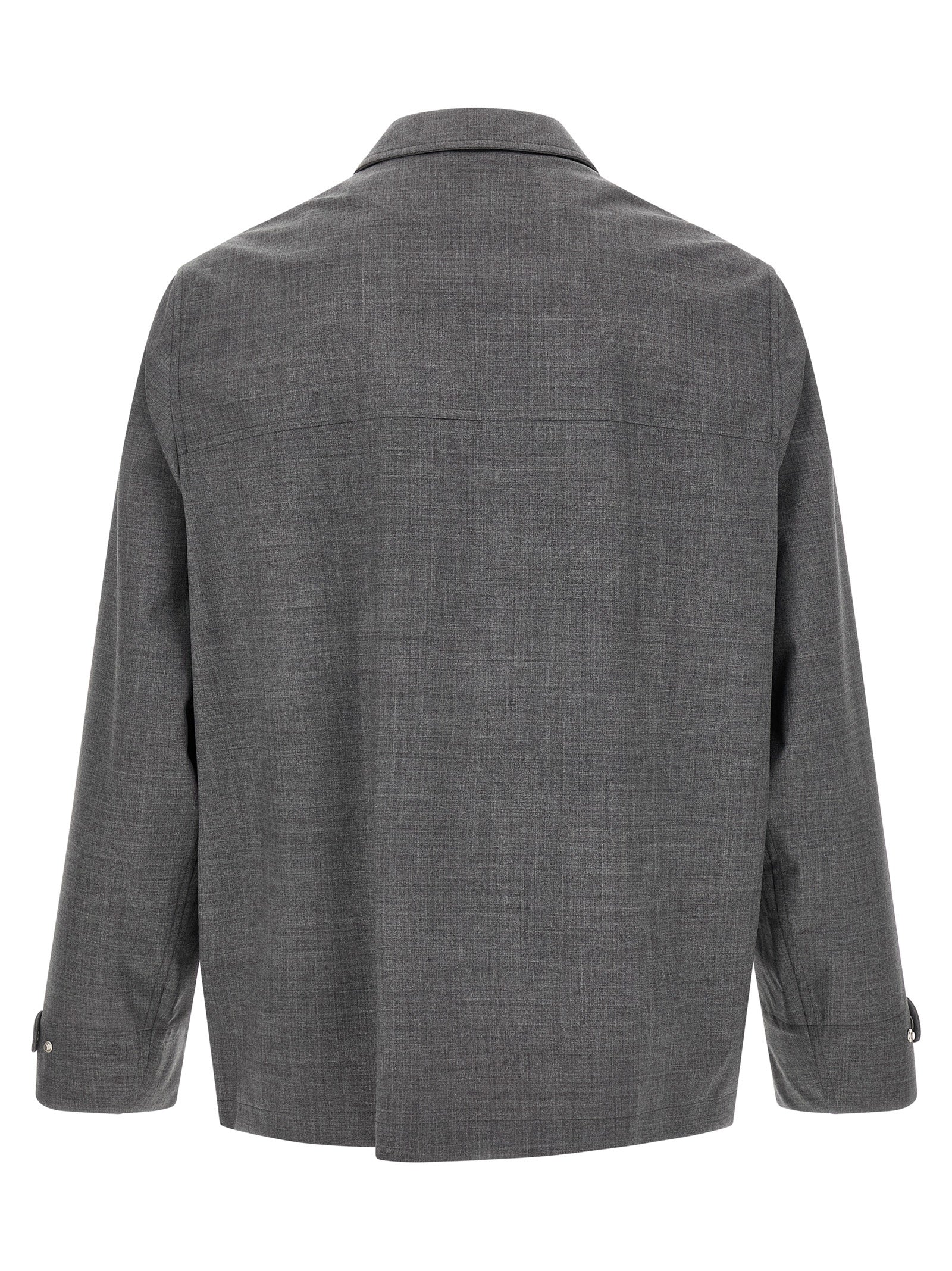 Gray Virgin Wool Full-Length Jacket