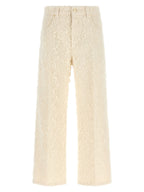 Beige Cotton Casual Pants