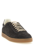 Gray Calfskin Low Top Sneakers