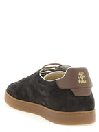 Gray Calfskin Low Top Sneakers