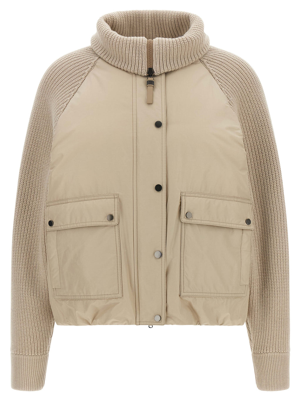 Beige Cotton Full-Length Jacket