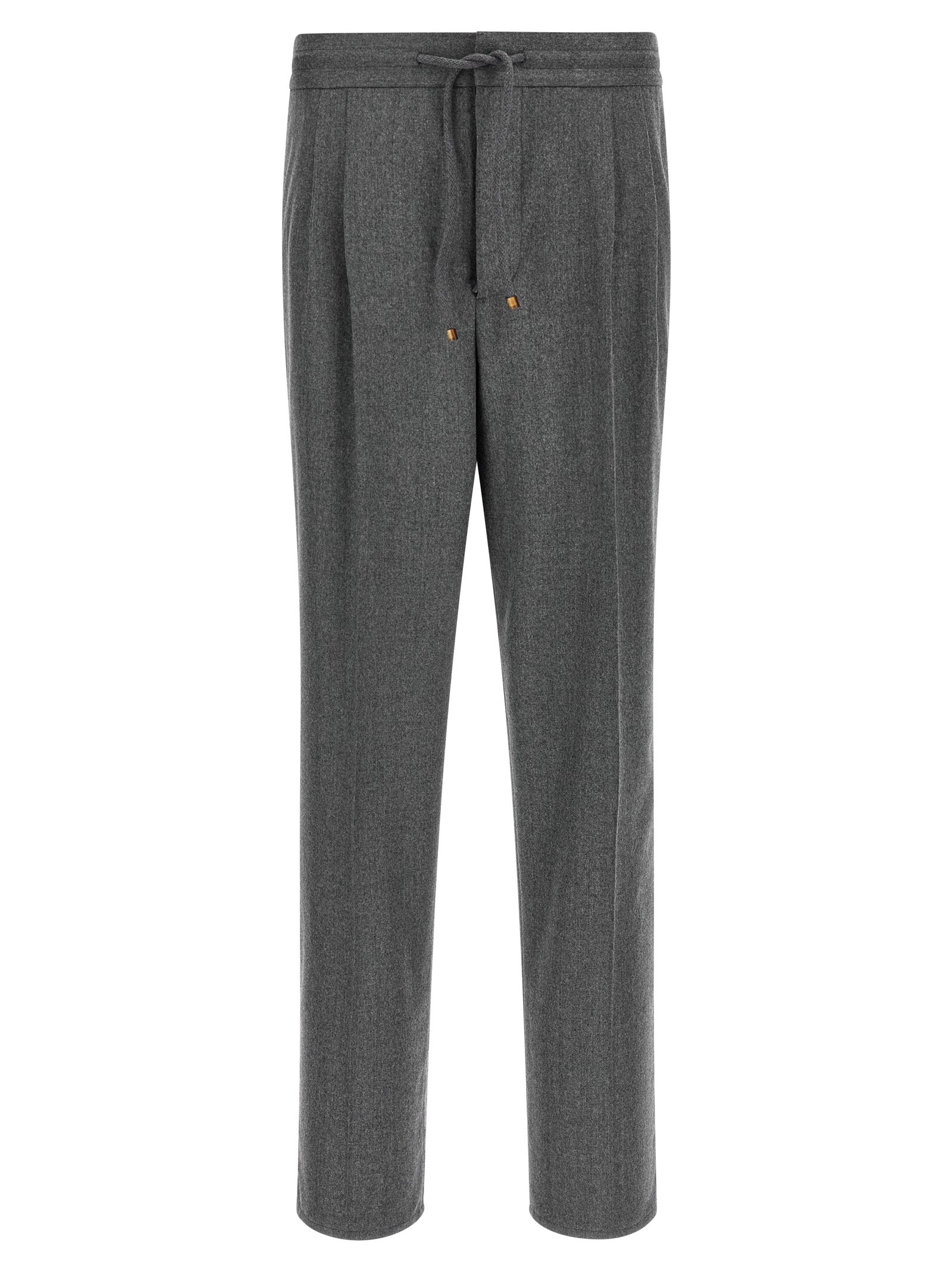 Gray Virgin Wool Casual Pants