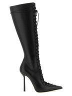 Black Lamb Leather Over The Knee