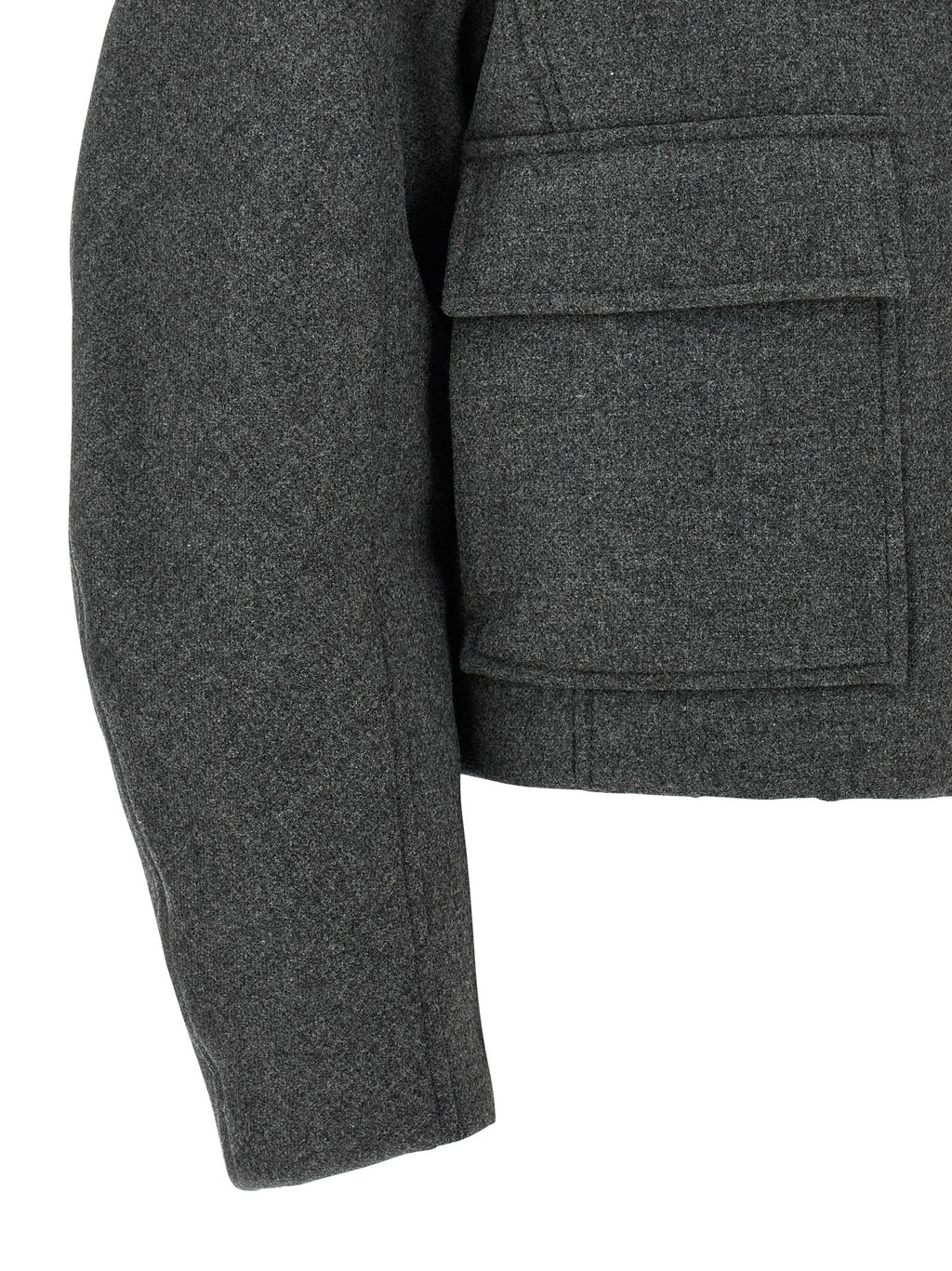 Gray Virgin Wool Full-Length Jacket