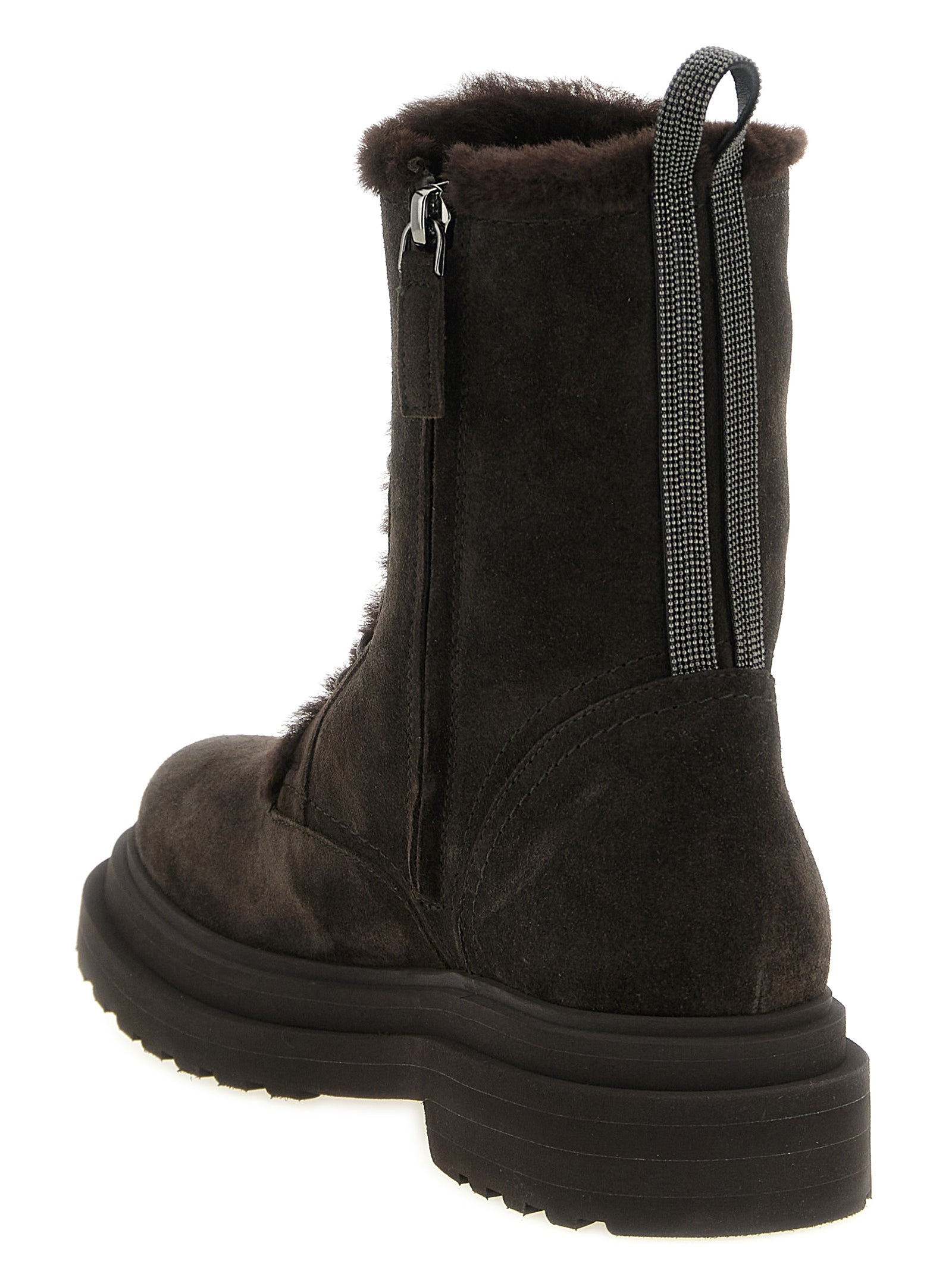 Brown Calfskin Lace-Up Boots