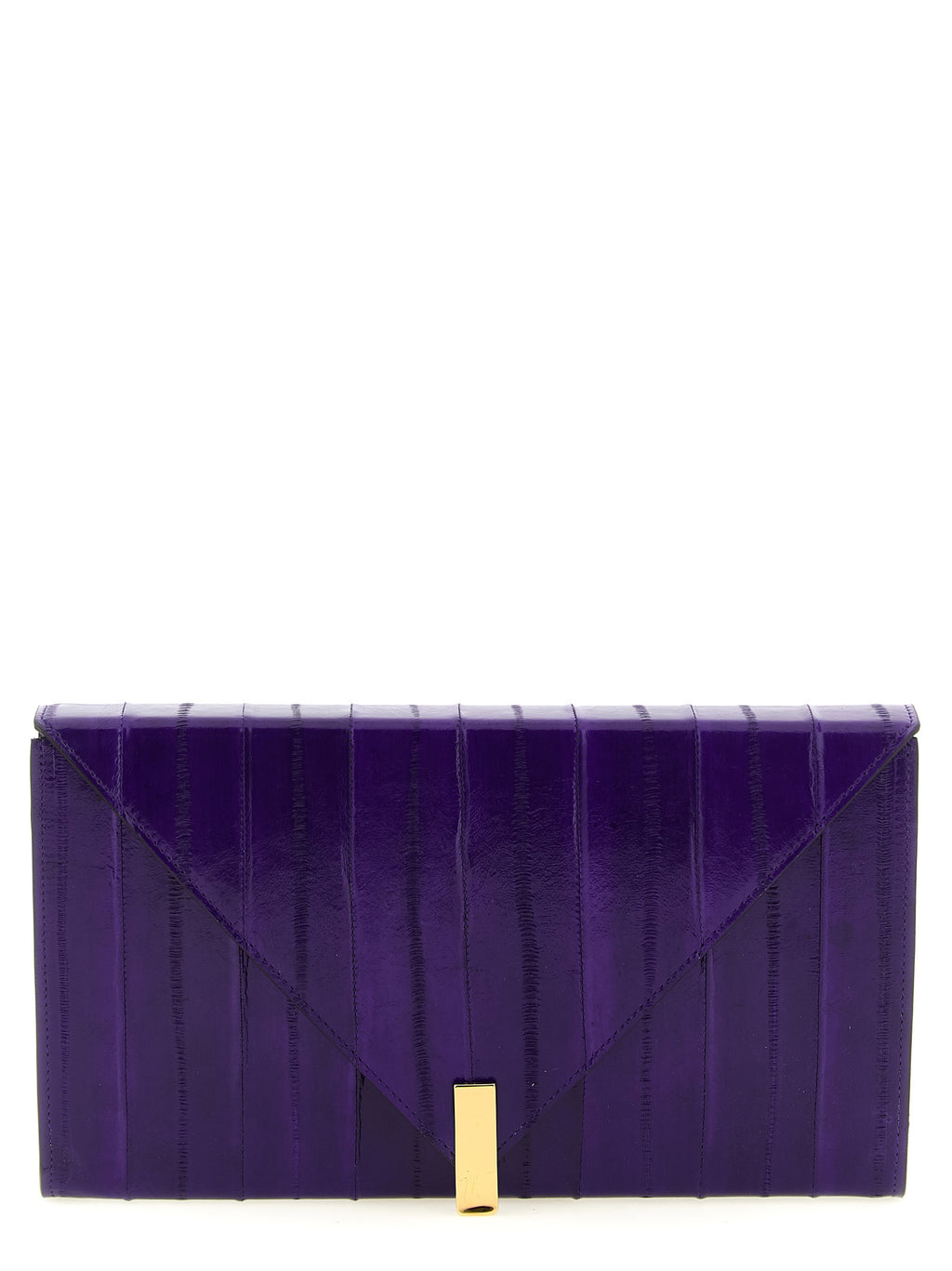 Purple Leather Clutch Bag