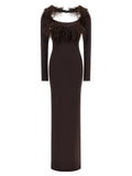 Brown Viscose Long Dress