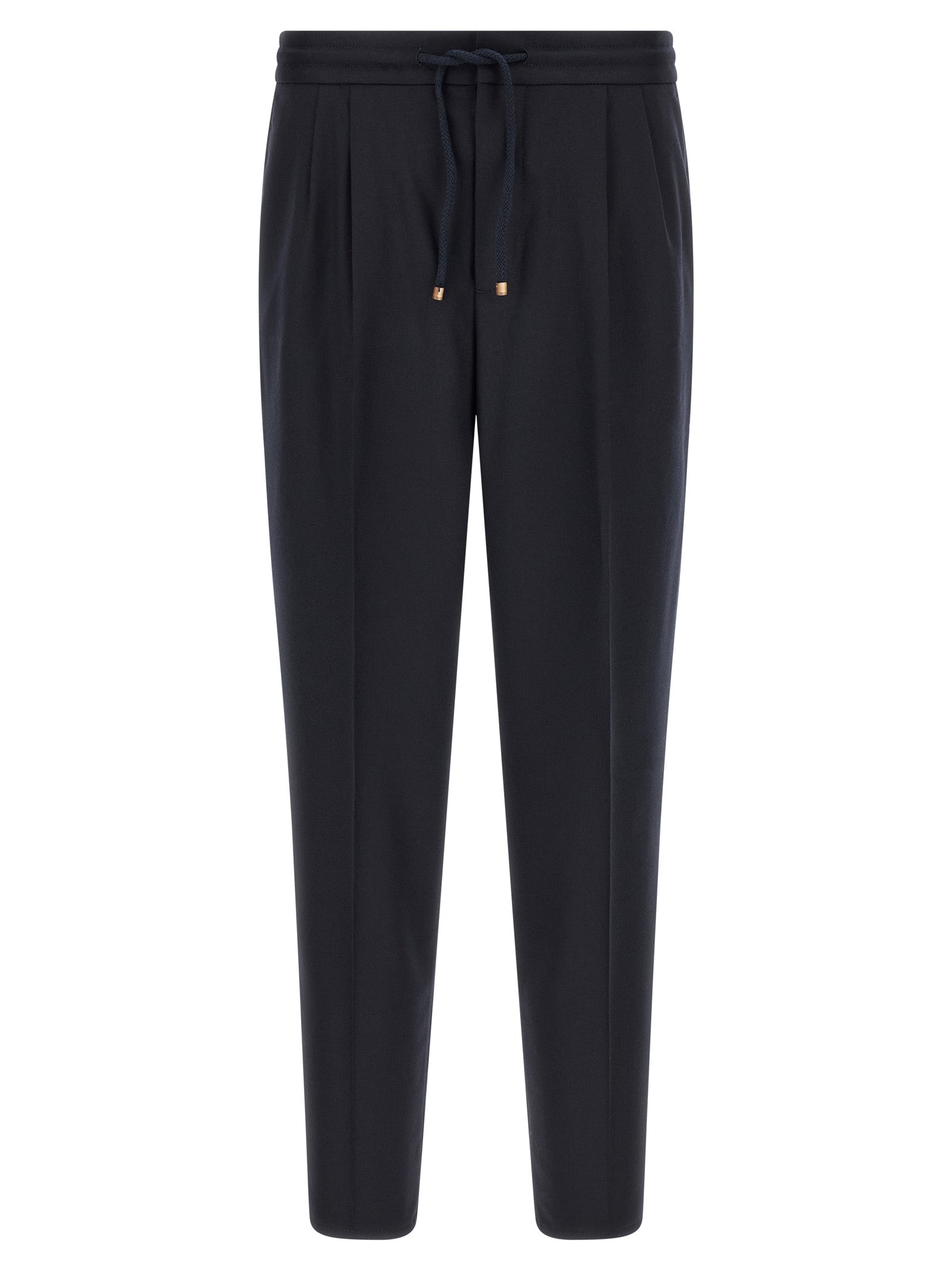 Blue Virgin Wool Casual Pants