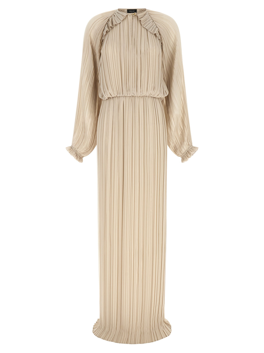 Beige Polyester Long Dress