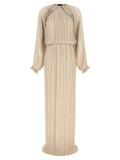 Beige Polyester Long Dress