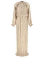 Beige Polyester Long Dress