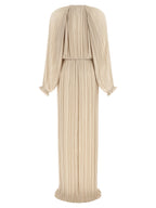 Beige Polyester Long Dress