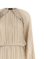 Beige Polyester Long Dress