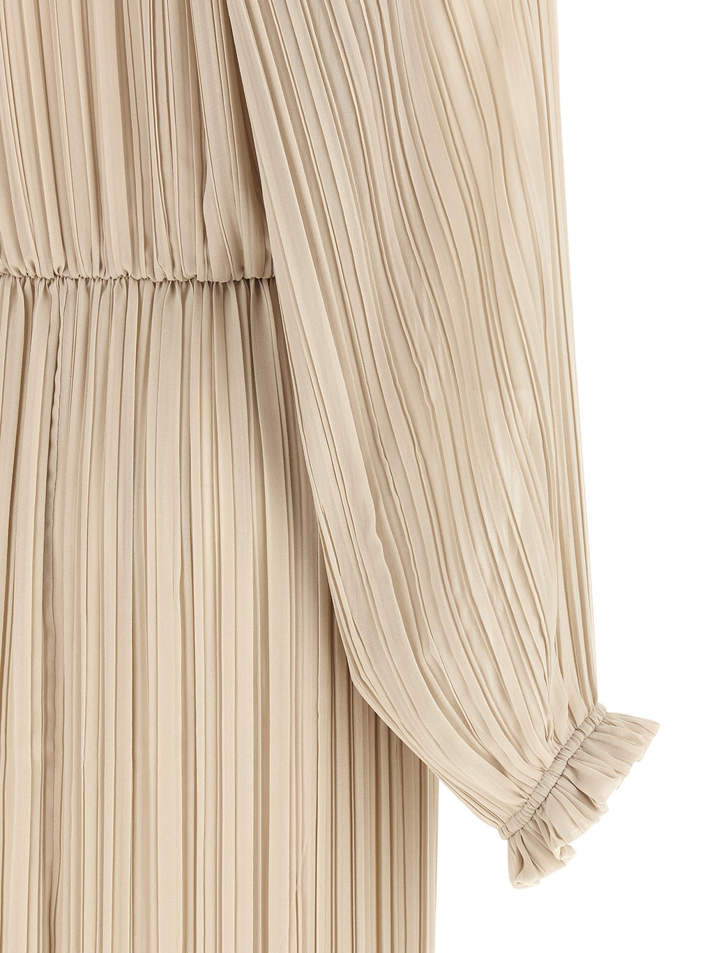 Beige Polyester Long Dress