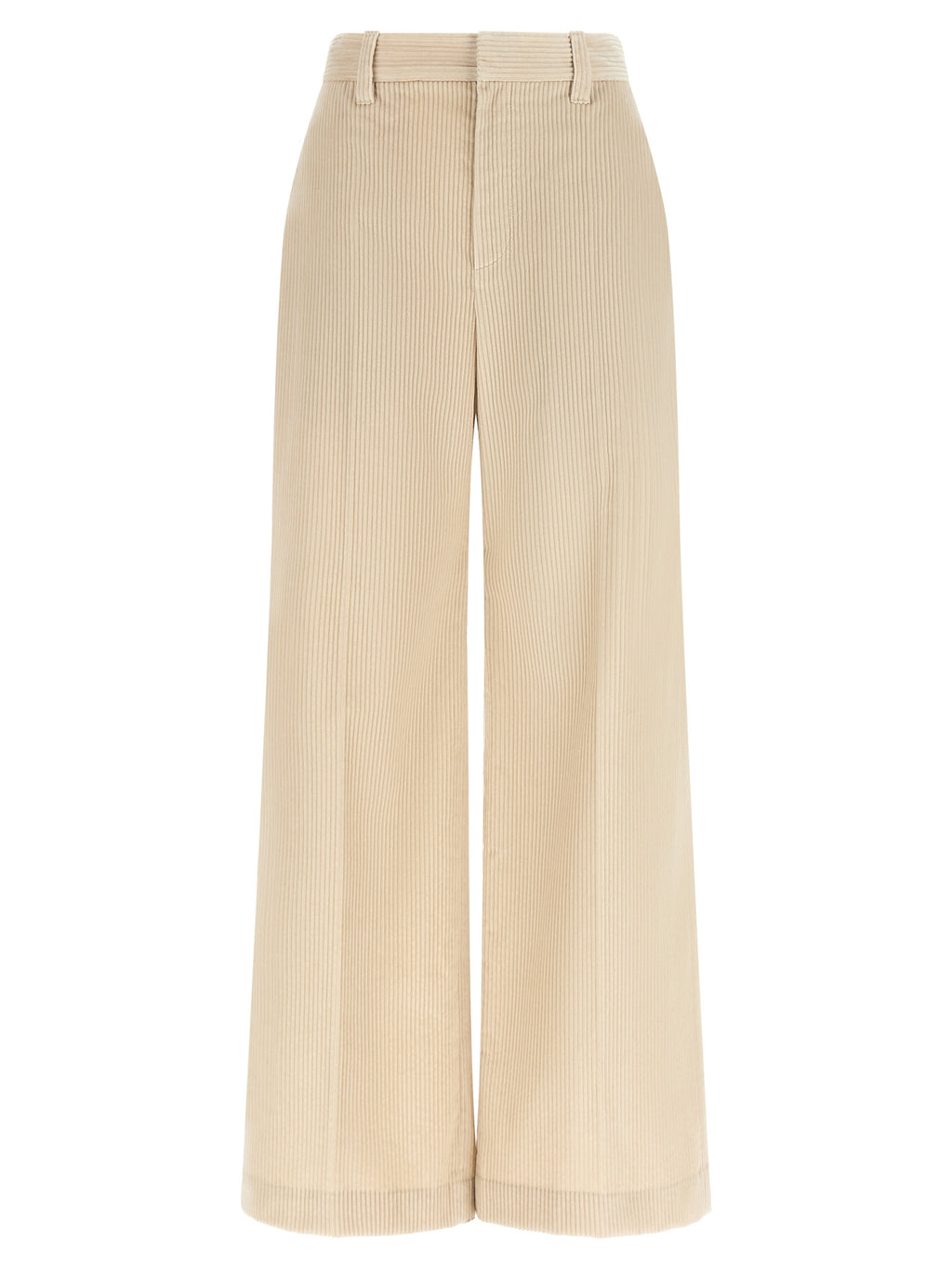 Beige Cotton Casual Pants