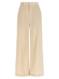 Beige Cotton Casual Pants