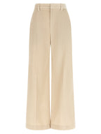 Beige Cotton Casual Pants
