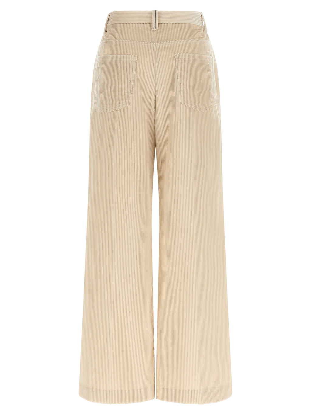 Beige Cotton Casual Pants