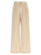 Beige Cotton Casual Pants