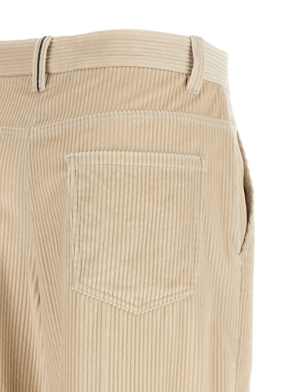 Beige Cotton Casual Pants