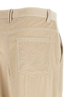 Beige Cotton Casual Pants