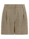 Bicolor Linen Bermuda Shorts
