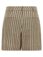 Bicolor Linen Bermuda Shorts