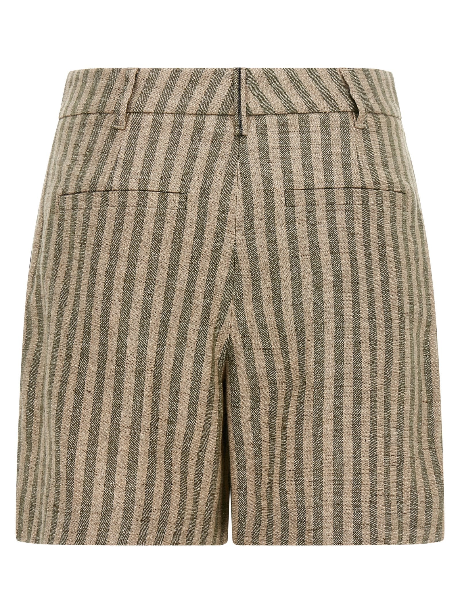 Bicolor Linen Bermuda Shorts