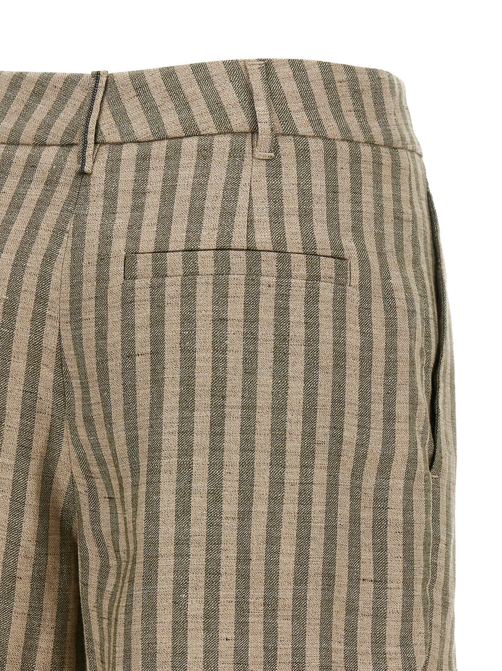 Bicolor Linen Bermuda Shorts