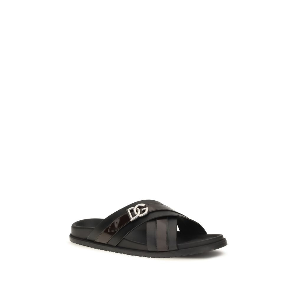 Black Calf Leather Bos Taurus Sandals