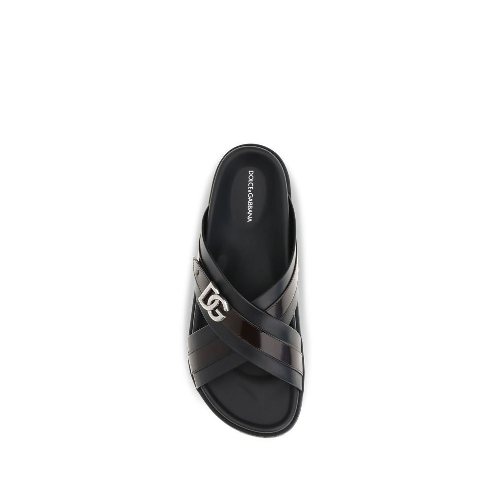 Black Calf Leather Bos Taurus Sandals