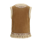Beige Lamb Ovis Aries Sleeveless Jacket