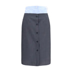 Gray Cotton Midi Skirt